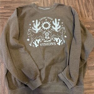 Nordstrom Brown Graphic Crew Neck Sweater